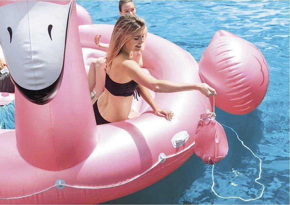FENICOTTERO GONFIABILE GIGANTE ISOLA PARTY 422 X 373 X 185 CM MARE PISCINA 4 POSTI - 3
