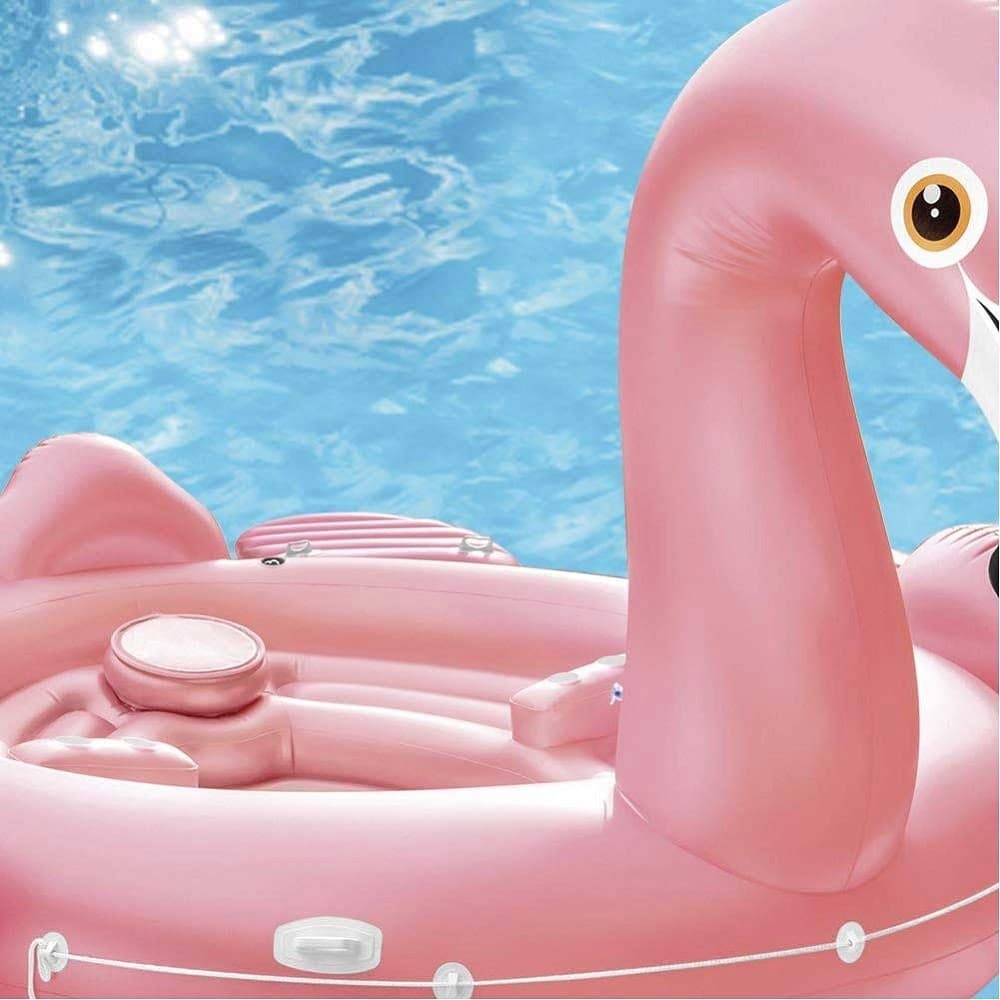 FENICOTTERO GONFIABILE GIGANTE ISOLA PARTY 422 X 373 X 185 CM MARE PISCINA 4 POSTI - 4