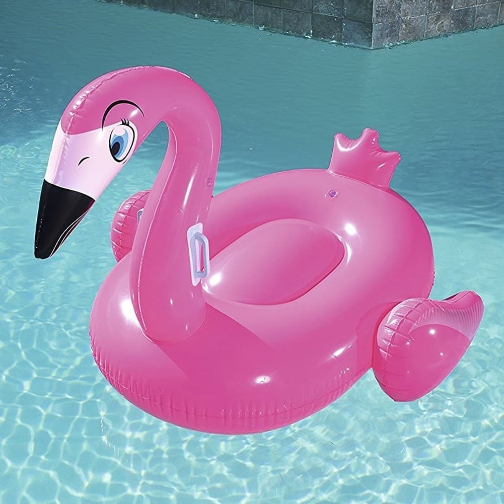 FENICOTTERO CAVALCABILE GIOCO GONFIABILE BAMBINI 134 X 119 CM MARE PISCINA - 4