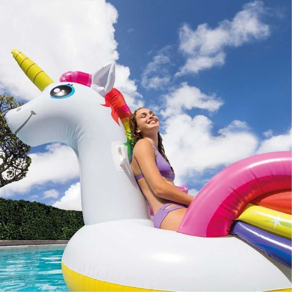 UNICORNO GONFIABILE GIGANTE ISOLA MATERASSINO MARE PISCINA 287 X 193 X 165 CM - 2
