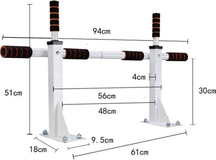 BARRA ORIZZONTALE DA PARETE ATTREZZATURA SPORTIVA PER TRAZIONI GRIP PULL UP CHIN - 4
