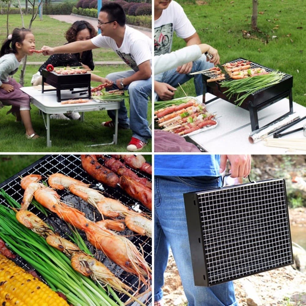 BARBECUE PORTATILE A CARBONELLA PER GRIGLIATE CARNE PESCE VERDURE 20X35X27 CM - 7