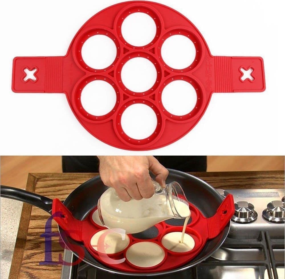STAMPO IN SILICONE PER PANCAKES CUCINA FRITTELLE ANTIADERENTE PADELLA OMELETTE - 4