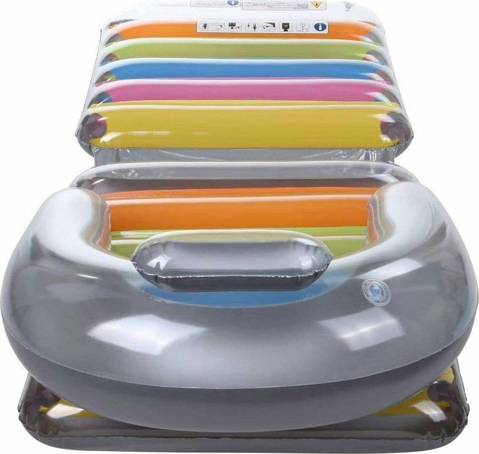 POLTRONA MATERASSINO GONFIABILE MULTICOLOR 198X84CM PER MARE PISCINA PIEGHEVOLE - 3
