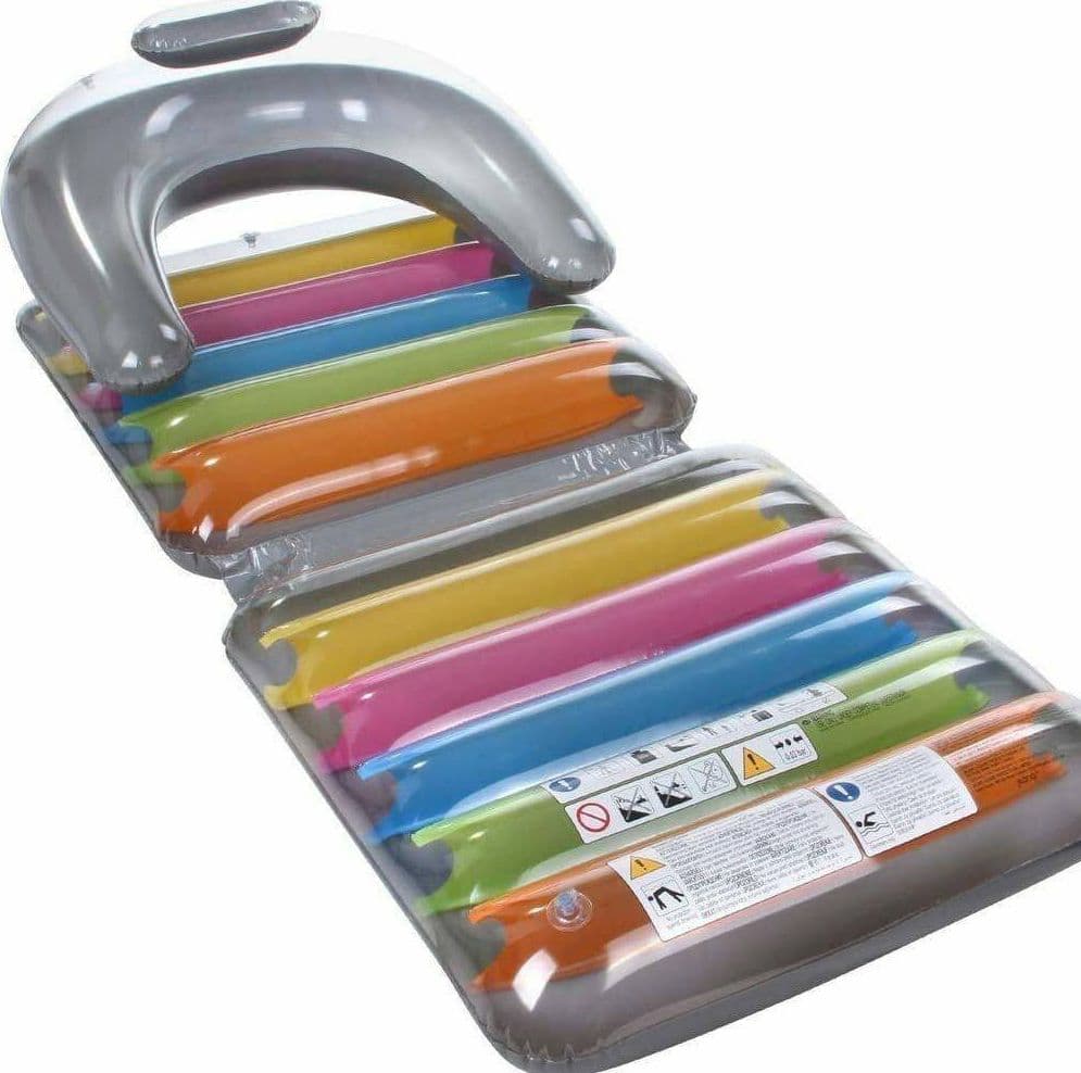 POLTRONA MATERASSINO GONFIABILE MULTICOLOR 198X84CM PER MARE PISCINA PIEGHEVOLE - 4