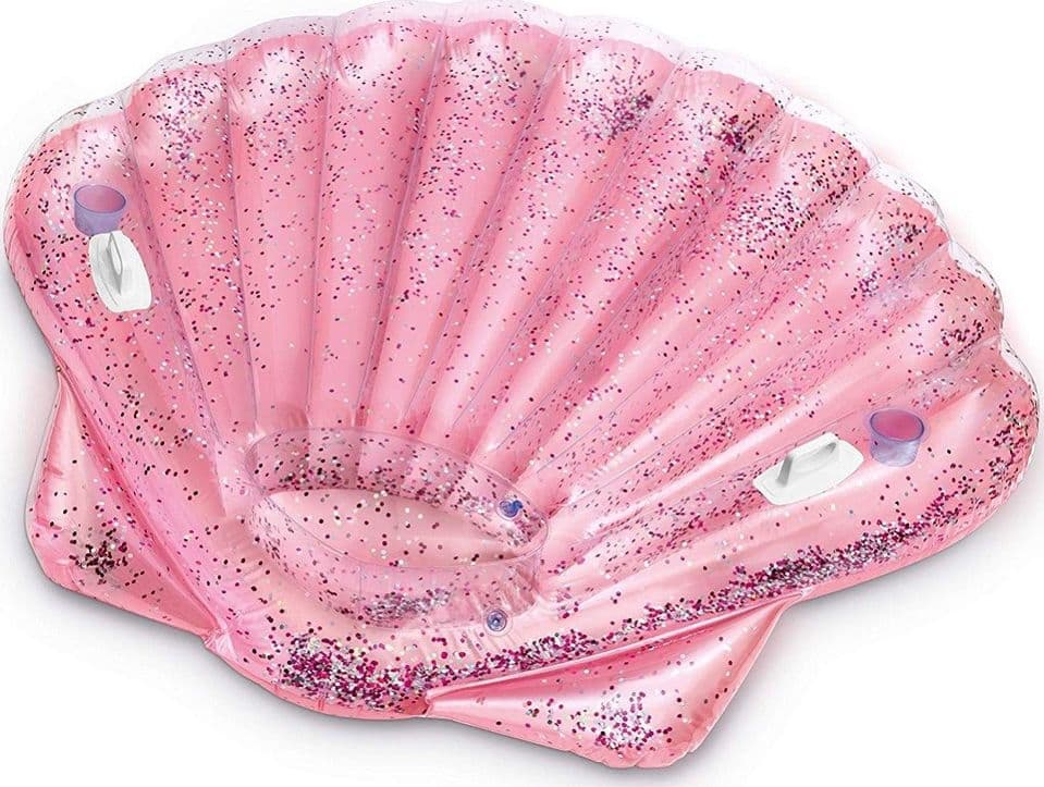 MATERASSINO ISOLA GONFIABILE CONCHIGLIA GLITTER PVC MARE PISCINA 178X165CM - 3