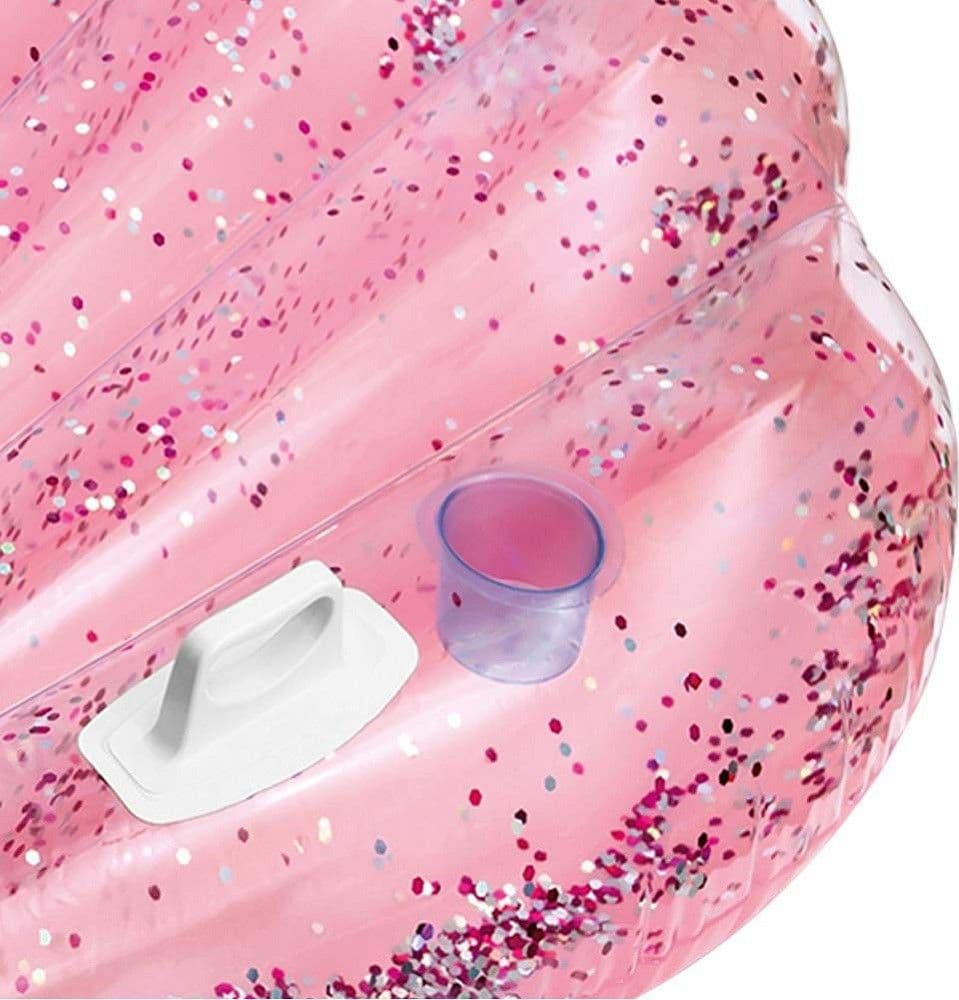 MATERASSINO ISOLA GONFIABILE CONCHIGLIA GLITTER PVC MARE PISCINA 178X165CM - 4