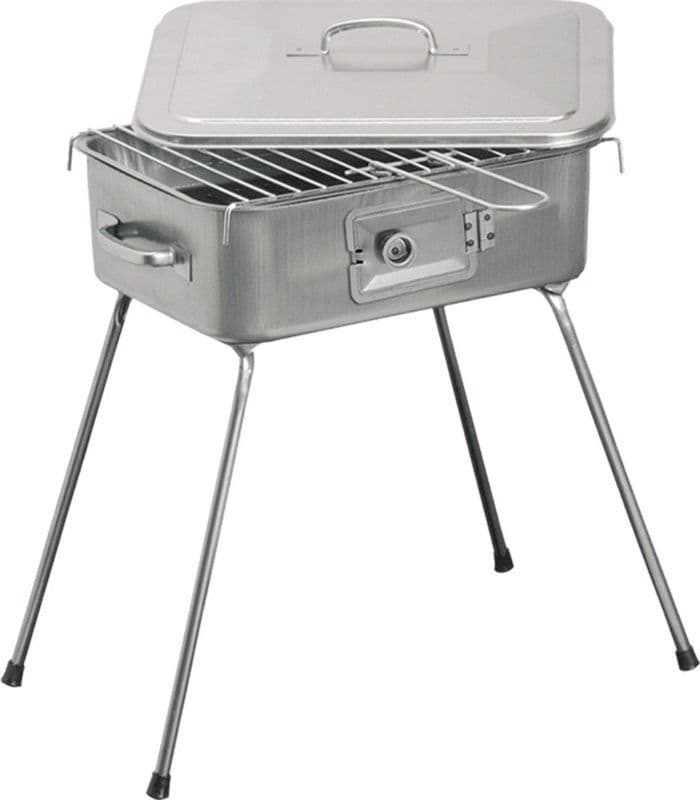 BARBECUE CON GRIGLIA FORNACELLA BRACE A CARBONE CARBONELLA PIEDI PIEGHEVOLI