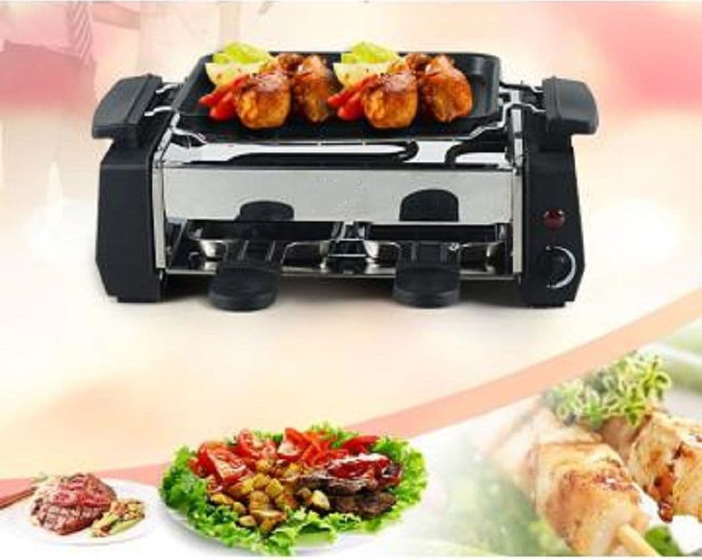 BARBECUE ELETTRICO GRILL DA TAVOLO CAMPEGGIO 2 VASCHETTE 1000 WATT 1000W HY9098