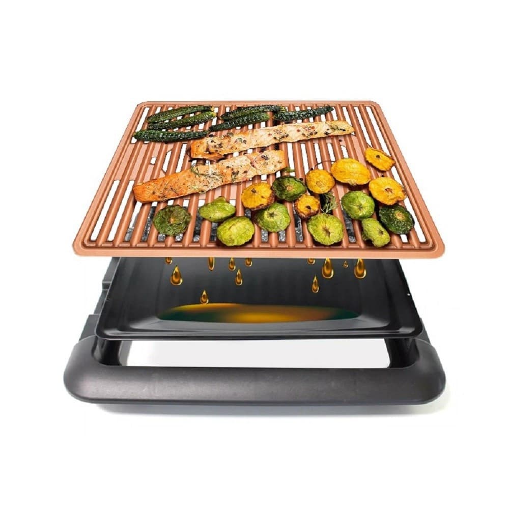 GRIGLIA ELETTRICA SENZA FUMO GRILL SMOKELESS RIVESTIMENTO CERAMICA ANTIADERENTE - 2