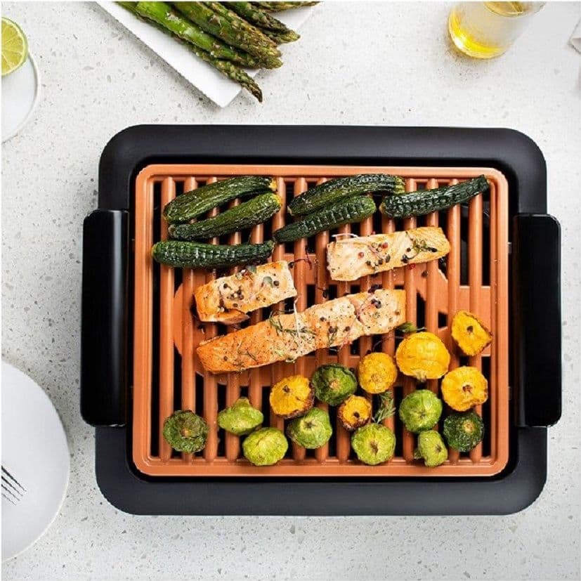 GRIGLIA ELETTRICA SENZA FUMO GRILL SMOKELESS RIVESTIMENTO CERAMICA ANTIADERENTE - 3