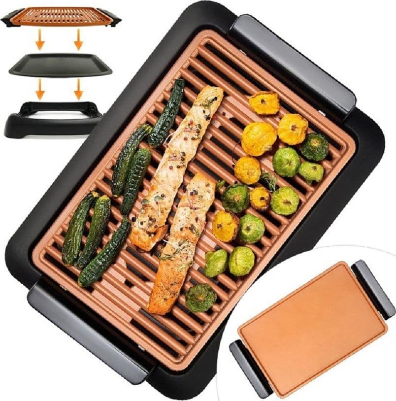 GRIGLIA ELETTRICA SENZA FUMO GRILL SMOKELESS RIVESTIMENTO CERAMICA ANTIADERENTE - 4