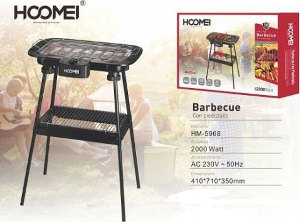 BARBECUE ELETTRICO BBQ SUPPORTO GRIGLIA ELETTRICA BISTECCHIERA DA TAVOLO 2000W - 7
