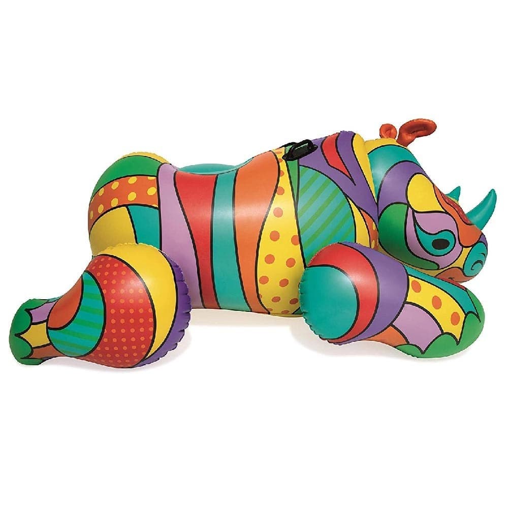 RINOCERONTE FASHION CAVALCABILE GIGANTE 201 X 102 CM GONFIABILE MULTICOLORE - 2