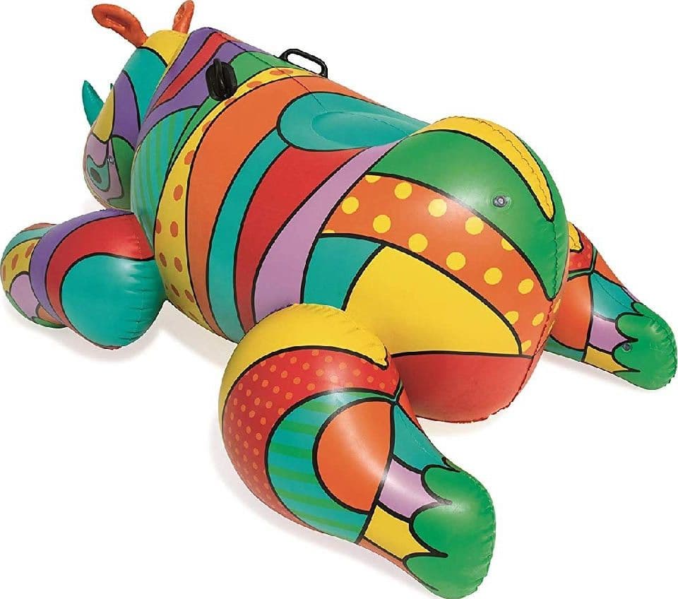 RINOCERONTE FASHION CAVALCABILE GIGANTE 201 X 102 CM GONFIABILE MULTICOLORE - 4