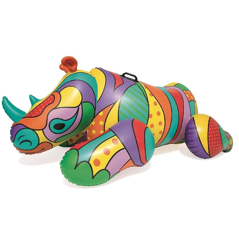 RINOCERONTE FASHION CAVALCABILE GIGANTE 201 X 102 CM GONFIABILE MULTICOLORE - 5