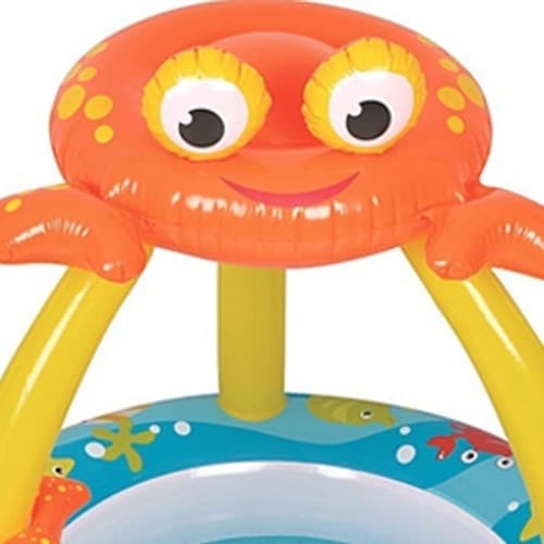 PISCINA GONFIABILE CON PARASOLE 100X95CM FORMA GRANCHIO PER BAMBINI DA GIARDINO - 2