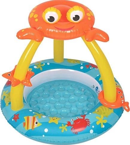 PISCINA GONFIABILE CON PARASOLE 100X95CM FORMA GRANCHIO PER BAMBINI DA GIARDINO - 3