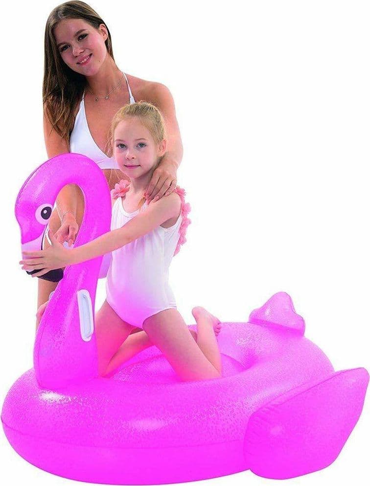 FENICOTTERO CAVALCABILE GIOCO GONFIABILE BAMBINI 110X102CM MARE PISCINA SPIAGGIA - 2