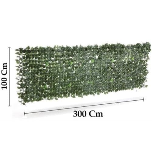 SIEPE ARTIFICIALE SINTETICA 1X3 METRI ROTOLO RETE FOGLIE EDERA VERDE PER BALCONE - 2