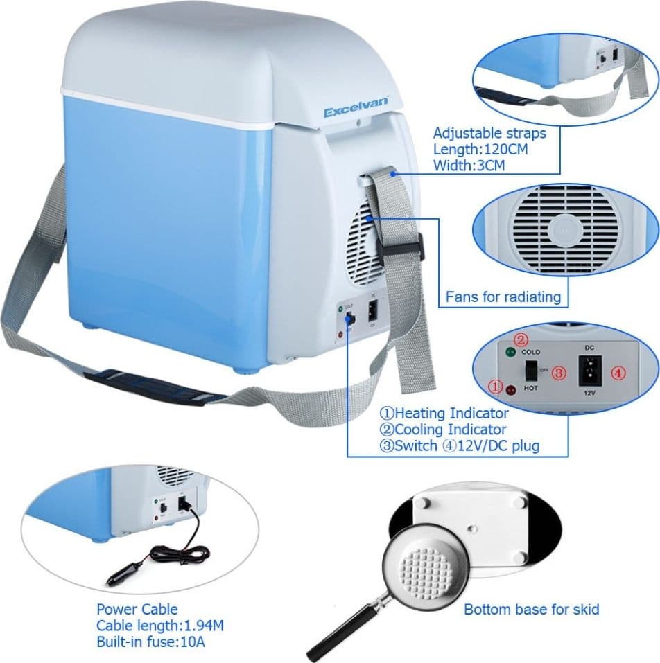 MINI FRIGORIFERO FRIGO PORTATILE 7,5 LITRI 12V SCALDAVIVANDE AUTO BARCA CAMPER - 2