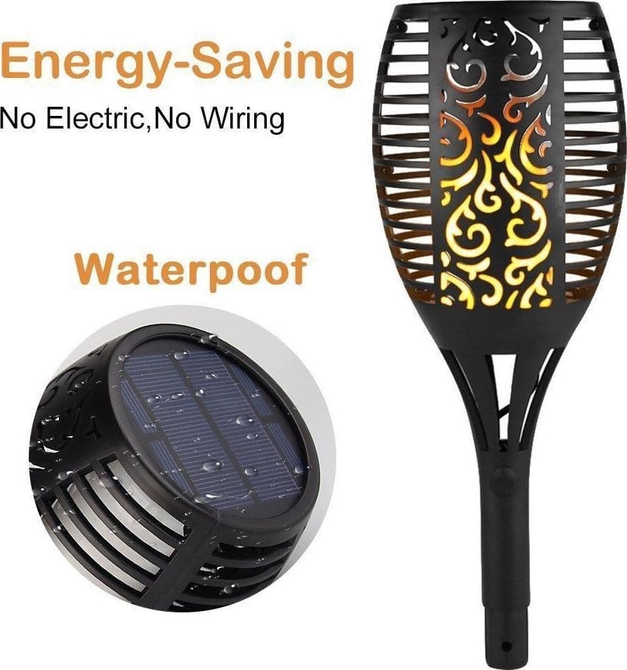 TORCIA SOLARE 96 LED FIAMMA LAMPADA SOLARE ESTERNO IMPERMEABILE GIARDINO SL-306 - 3