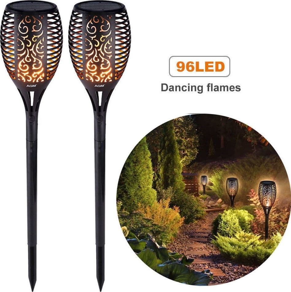 TORCIA SOLARE 96 LED FIAMMA LAMPADA SOLARE ESTERNO IMPERMEABILE GIARDINO SL-306 - 4