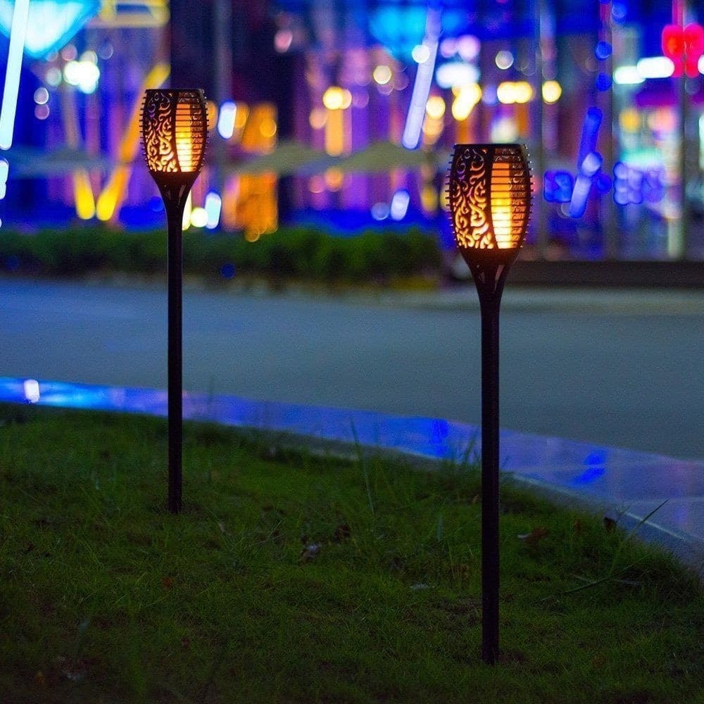 TORCIA SOLARE 96 LED FIAMMA LAMPADA SOLARE ESTERNO IMPERMEABILE GIARDINO SL-306 - 5