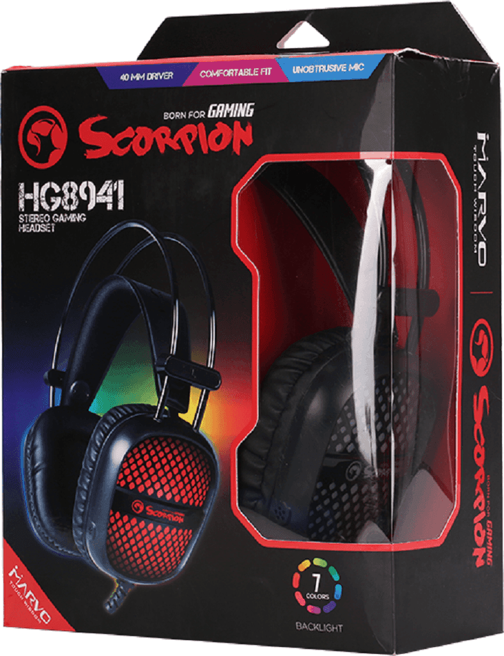 MARVO SCORPION HG8941 CUFFIE GAMING USB PC AURICOLARE MICROFONO RETROILLUMINATA - 5