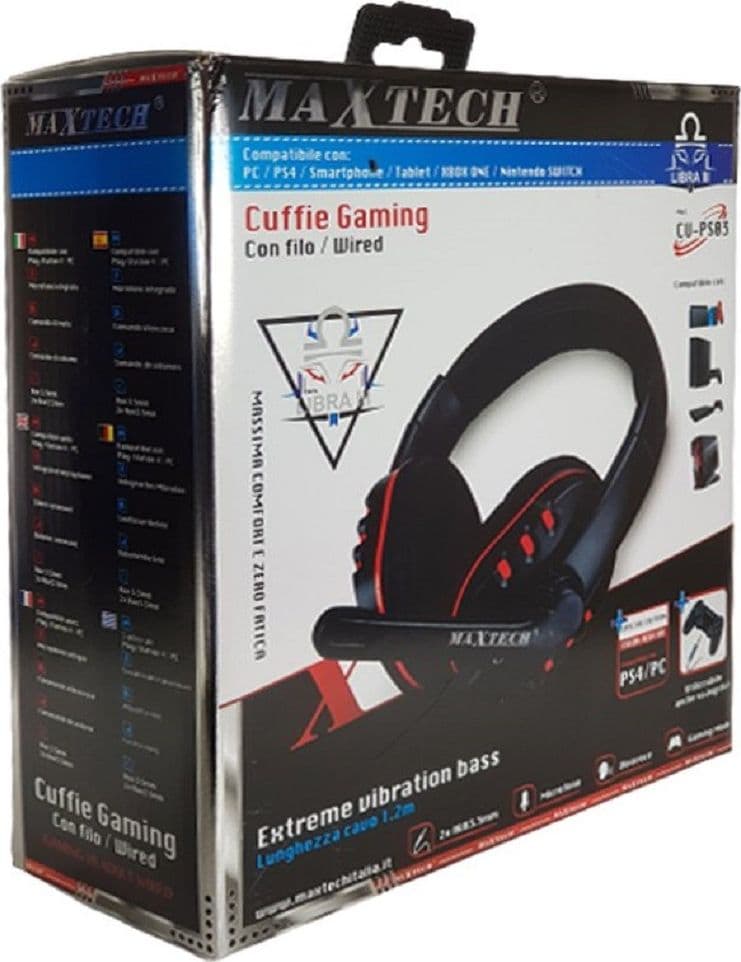 CUFFIE DA GIOCO GAMING HEADSET CON MICROFONO COMPATIBILE PER PS4/PC MAXTECH CU-PS03 - 4