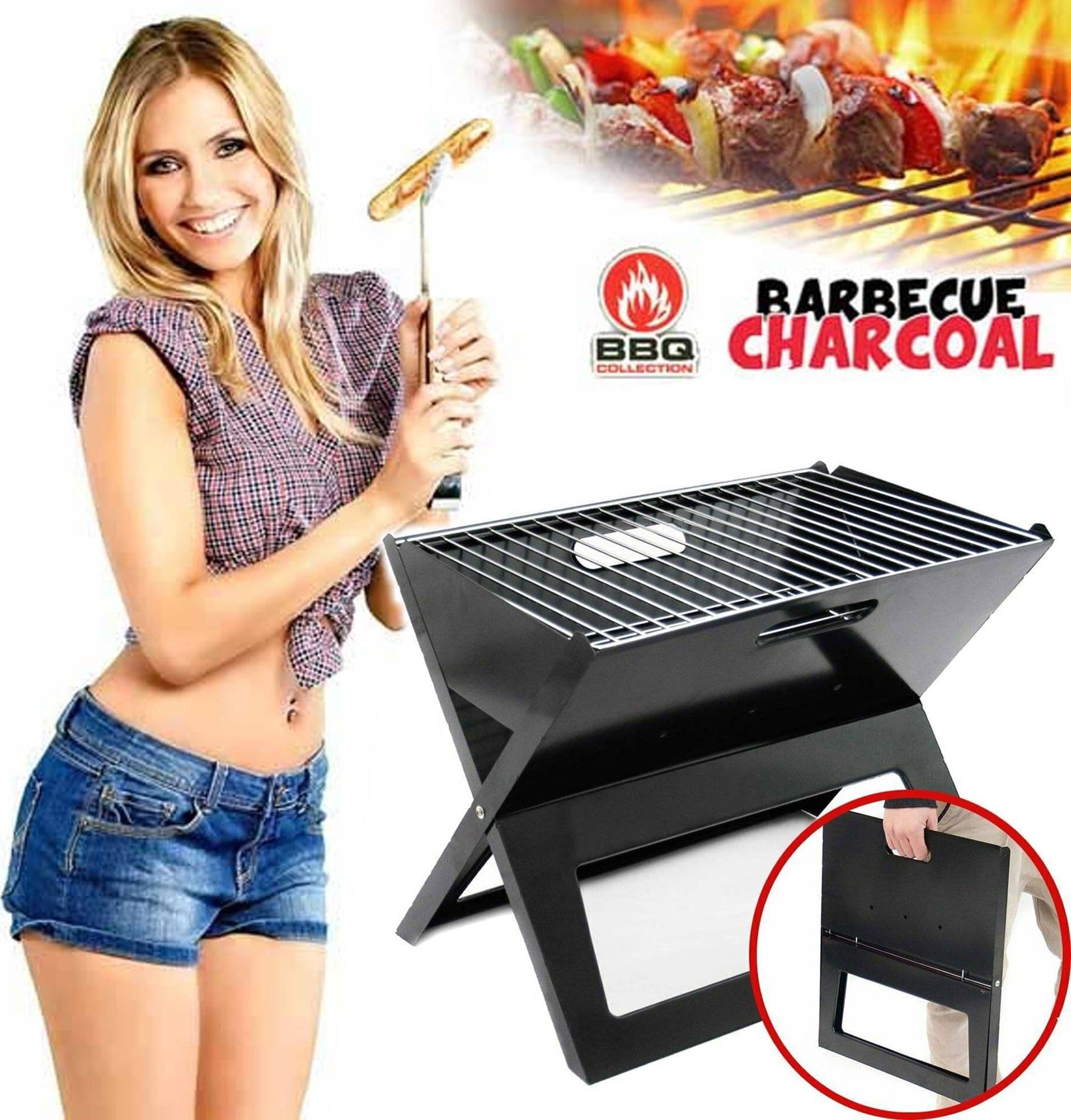 BARBECUE A CARBONE CARBONELLA BBQ GRILL IN METALLO PIEGHEVOLE PORTATILE PICNIC - 2