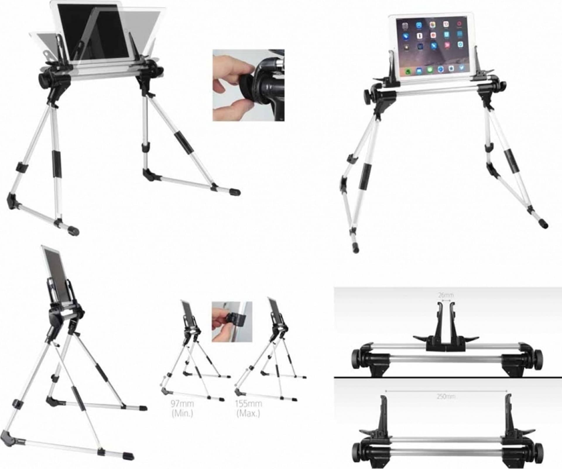 STAND SUPPORTO MULTIUSO REGOLABILE TAVOLO LETTO SCRIVANIA IPAD TABLET ANDORID PC - 3