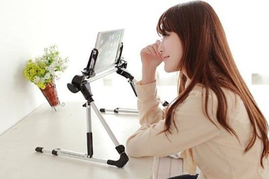 STAND SUPPORTO MULTIUSO REGOLABILE TAVOLO LETTO SCRIVANIA IPAD TABLET ANDORID PC - 5