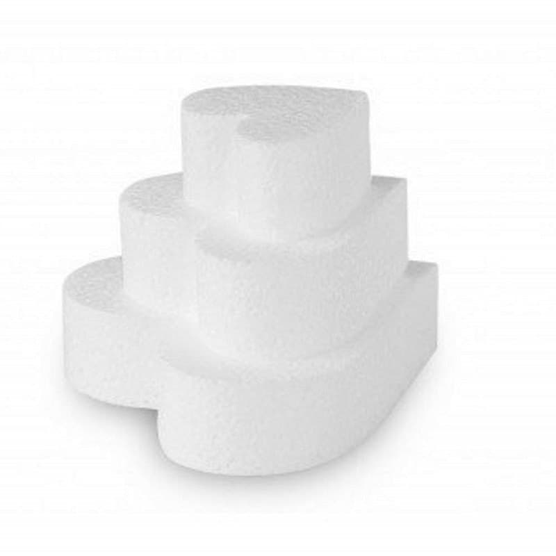 SET 3PZ BASE STAMPO CUORE POLISTIROLO 3 DIVERSE MISURE TORTA CAKE DESIGN DECORAZIONE