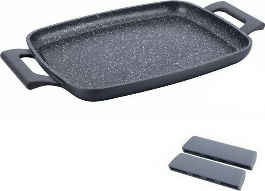 PIASTRA GRILL IN PIETRA 47 CM INDUZIONE ANTIADERENTE CUCINA CARNE BARBECUE BBQ