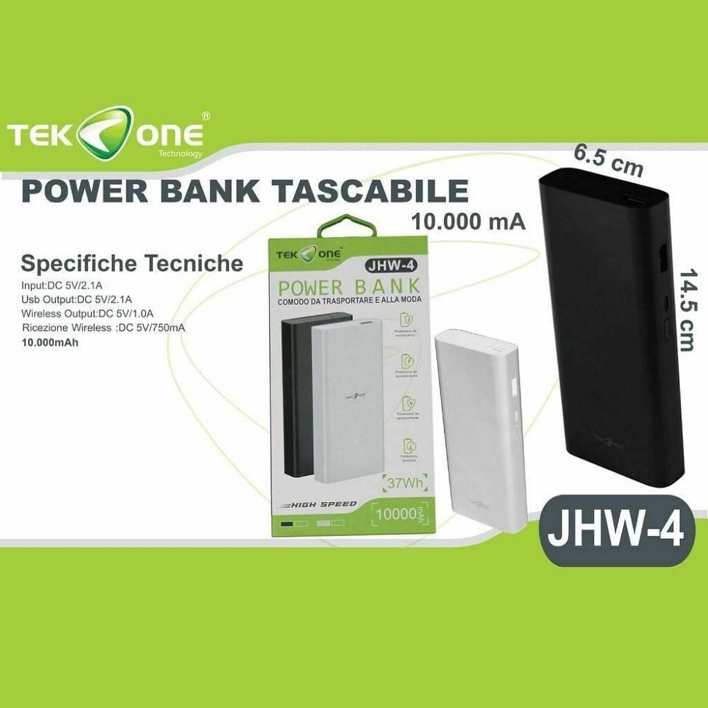 POWER BANK TASCABILE TEKONE BATTERIA ESTERNA 10000MAH SMARTPHONE CARICABATTERIA - 2
