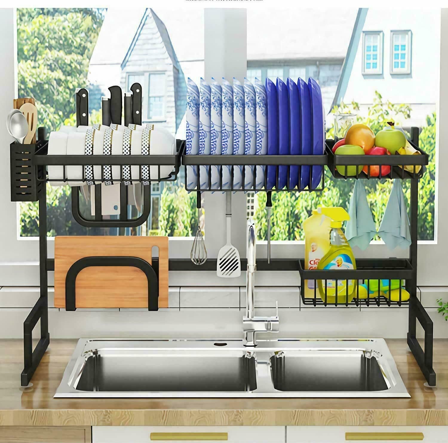 SCOLAPIATTI COLAPIATTI BASE APPOGGIO IN ACCIAIO 86x52 ORGANIZER CUCINA SCAFFALE - 6