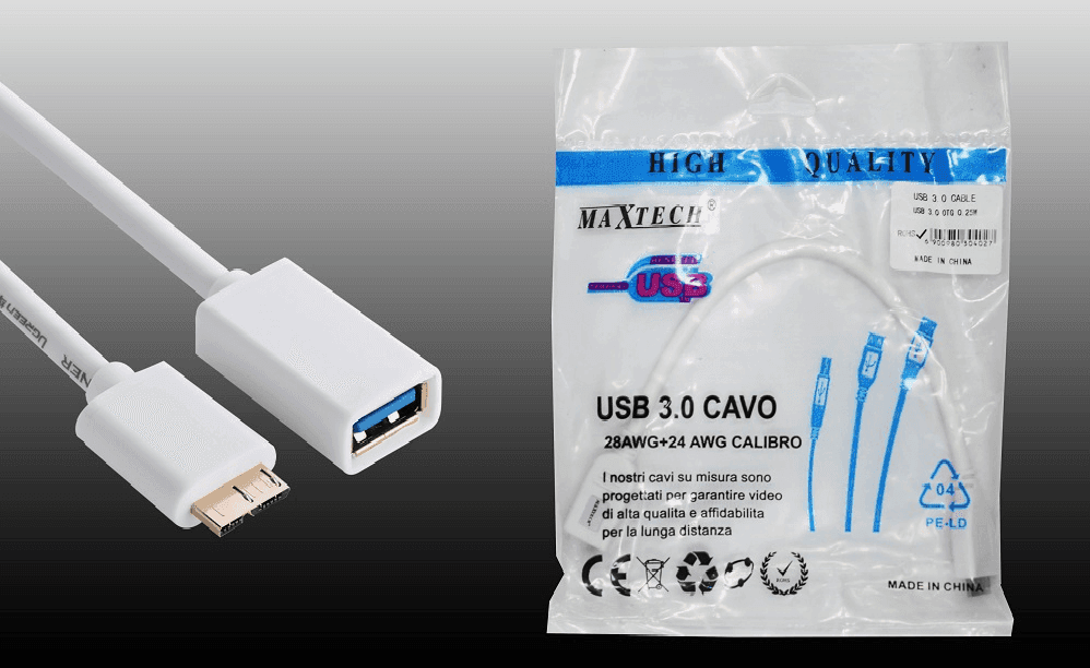 CAVO ADATTATORE OTG CABLE MICRO USB 3.0 PER DATI DISPOSITIVI MAXTECH OTG-N001 - 2