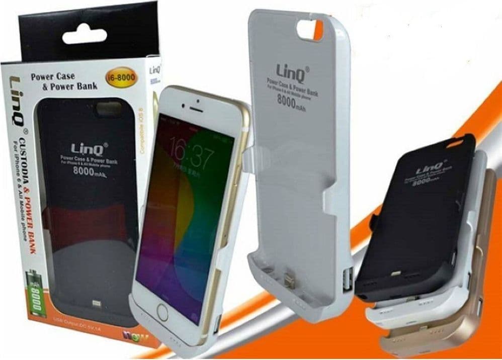 POWER BANK BATTERIA ESTERNA 8000MAH CUSTODIA PORTATILE PER IPHONE 6 LINQ I6-8000