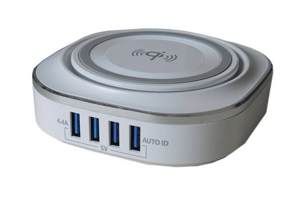 CARICATORE WIRELESS QI STAZIONE DI RICARICA 24W 4 PORTE USB 5V 4.4A 24W FO528 - 5