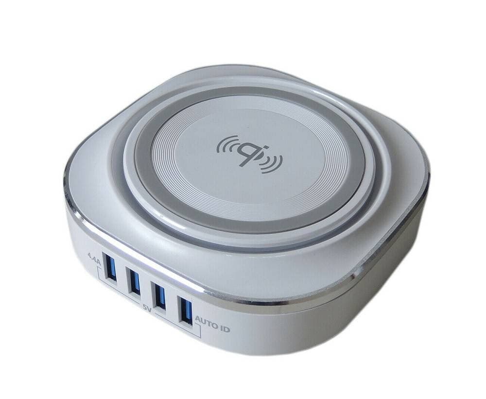 CARICATORE WIRELESS QI STAZIONE DI RICARICA 24W 4 PORTE USB 5V 4.4A 24W FO528 - 6
