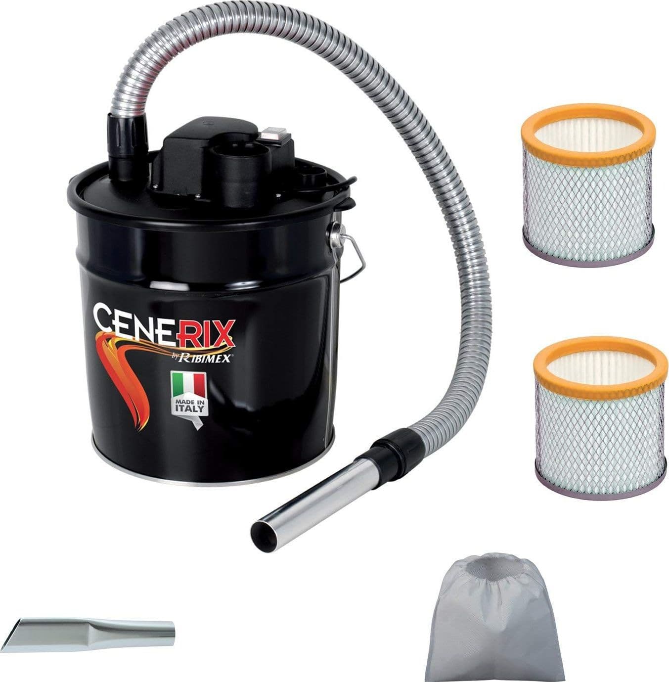 ASPIRACENERE RIBITECH CENERIX 1200W 18 LT BIDONE CENERE STUFE PELLET CAMINO