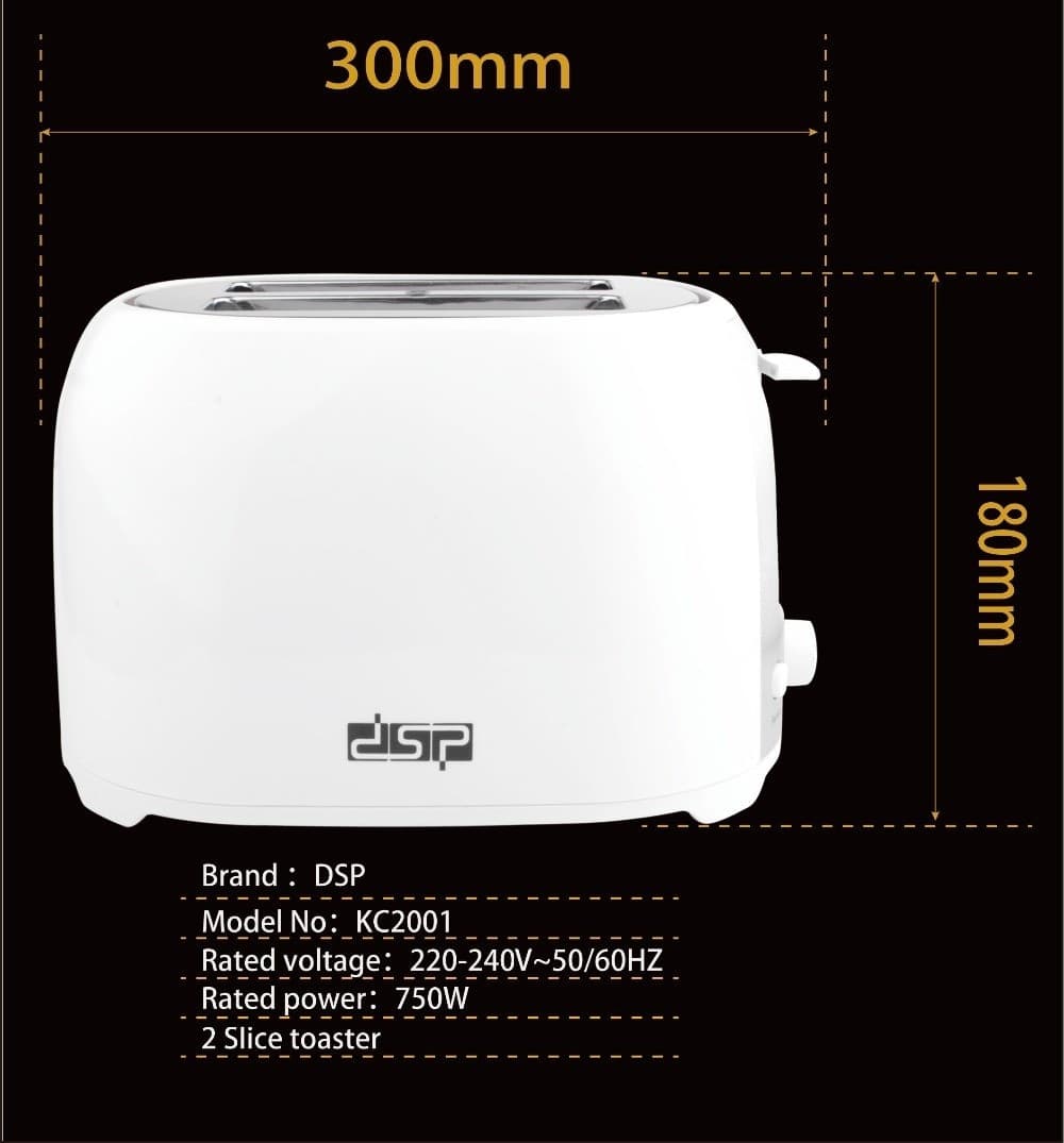 TOSTAPANE PER 2 FETTE 750 W 6 LIVELLI FUNZIONE SCONGELAMENTO TOAST BIANCO - 6