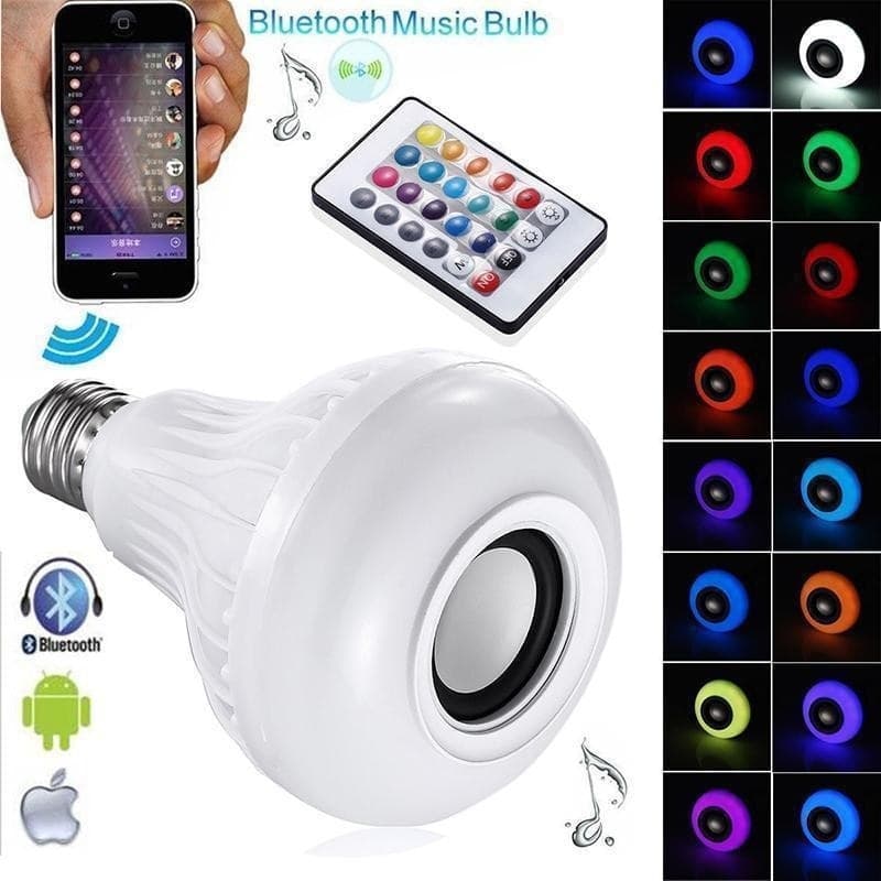 LAMPADINA CASSA BLUETOOTH COLORATA LED E27 RGB BULBO MUSICA LAMPADA TELECOMANDO - 3