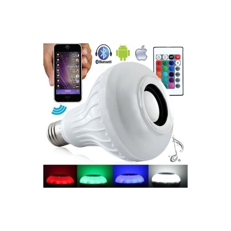 LAMPADINA CASSA BLUETOOTH COLORATA LED E27 RGB BULBO MUSICA LAMPADA TELECOMANDO - 4