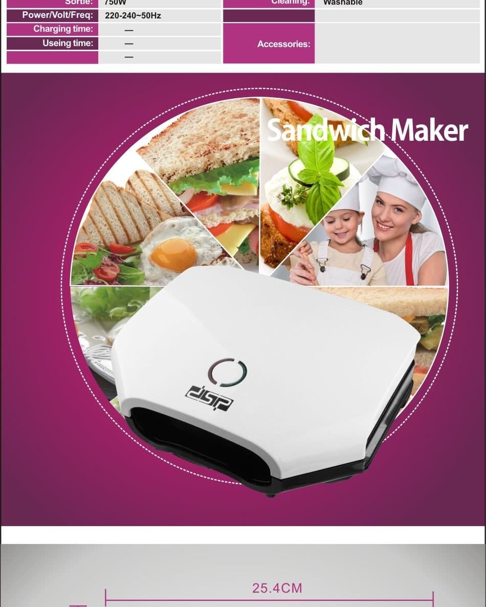 TOSTIERA ELETTRICA PIASTRA GRILL SANDWICH ANTIADERENTE TOSTAPANE ELETTRICO 750W - 2