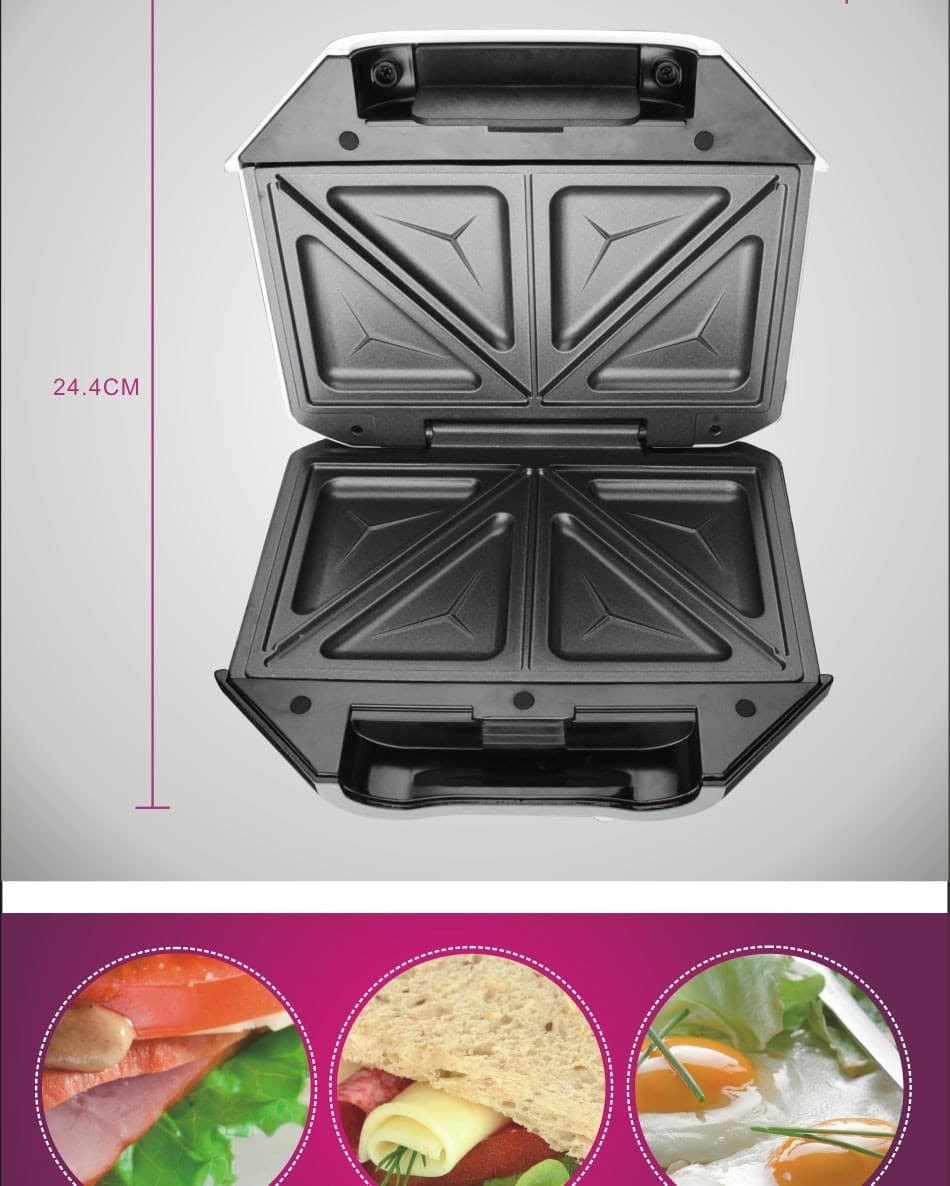TOSTIERA ELETTRICA PIASTRA GRILL SANDWICH ANTIADERENTE TOSTAPANE ELETTRICO 750W - 3