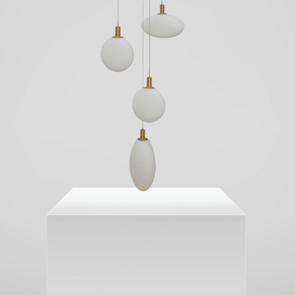 LAMPADARIO SOSPENSIONE MODERNO CASCATA 4 PENDENTI DI FORME DIVERSE G9 ORO LP-04 - 2