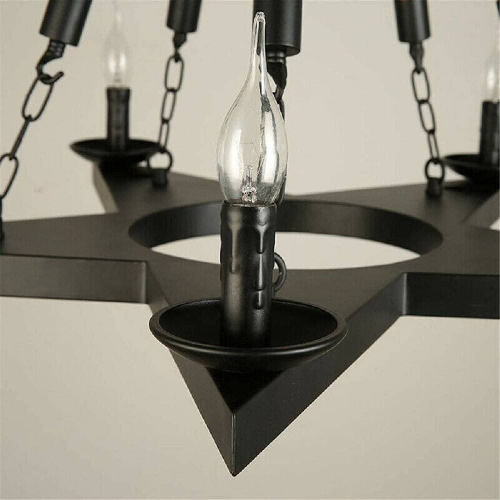 LAMPADARIO STILE INDUSTRIALE A FORMA DI STELLA CORDA DI CANAPA METALLO E14 A39-5 - 4