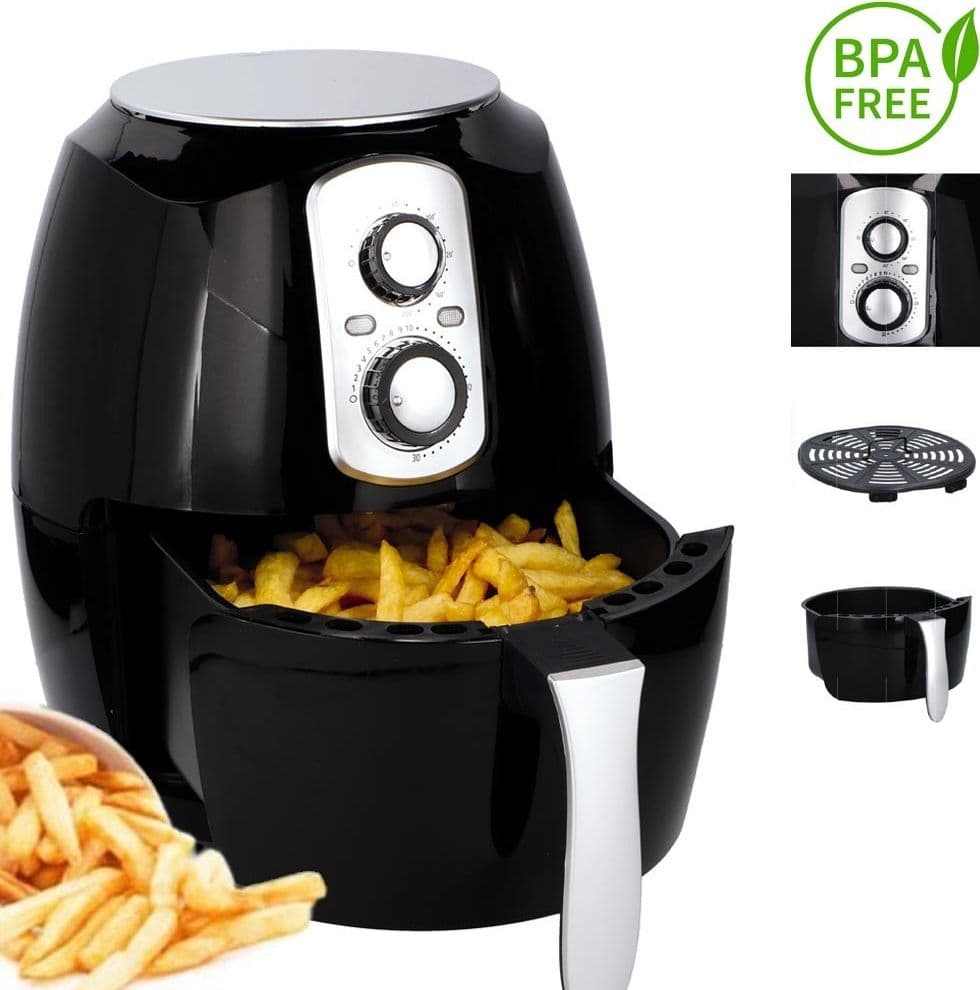 FRIGGITRICE AD ARIA CALDA SENZA OLIO AIRFRYER 3.6 LT FRIGGE CUOCE ARROSTO 1400W - 3